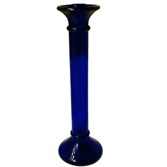Vintage Cobalt Blue, 12” Textured Glass Candlesticks Candle Holder For‎ Tapers - Picture 1 of 5
